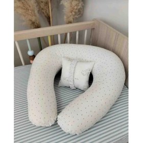 Resim Mamaraduga Emzirme Yastığı ve Destek Minderi Bej Oyuncu Tavşan Poplin 