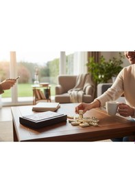 Resim Lüks Deri Kutulu Premium Domino Seti 28 Parça Spinner Lı Çift 6 Taş 2-4 Oyuncu Yeni Yıl Hediyesi B 