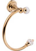 Resim Pure Geometrik Beyaz Altın / Pvd Gold Halka Havluluk Aks-107 