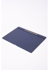 Resim Turgut Office Deri Kapaklı Masa Sümeni Lacivet Gold Detaylı 50 x 35 CM 