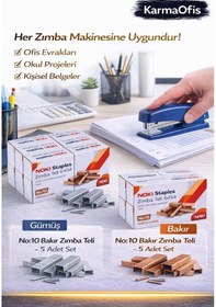 Resim No:10 Bakır Zımba Teli 20 Adet Mega Set Dayanıklı, Pürüzsüz Çakım Ofis Zımba Teli 