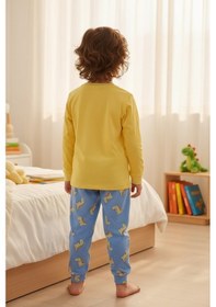 Resim Aden Kids Pamuk Çocuk Uzun Kollu İnce Pijama Takımı - Petrol Mavisi 