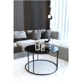 Resim Faymend 4'lü Takım/orta Sehpa Ve C Zigon Siyah / Siyah Cam Temperli Siyah 