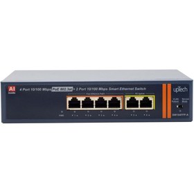 Resim upTech Sw104ffp-a 4 Port 10/100m Poe Switch + 2 Fast Uplink Ieee802.3af/at 75w 