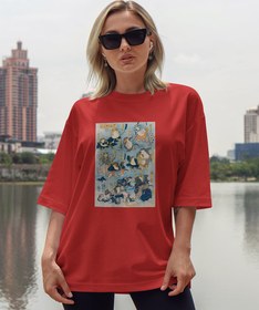Resim Kurbağalar Tarafından Oynanan Kabuki Sahnesinin Ünlü Kahramanları Oversize Tişört 