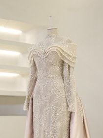 Resim Couture Ladin Tesettür Abiye - Bej / 50 