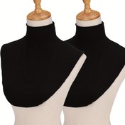 Resim 2'li Polyester Yaka, Asetat Omuz Pedleri, Müslüman Giysiler için Örgü Yüksek Yaka Sertleştiriciler, El Yıkamalı/Dry Cleanable Moda Aksesuarları 