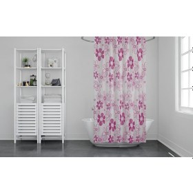 Resim Zethome Günce Banyo Duş Perdesi 2224 Çift Kanat 2X100x200 Pembe 