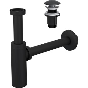 Resim Suera Moon Ayarlanabilir Lavabo Sifonu + Elixir Pop-Up Set (Siyah - Taşma Deliksiz) 