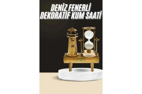 Resim Dekoratif Kum Saati Deniz Feneri Retro Masa Hediyeli Eşya - Lisinya 