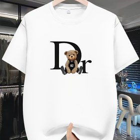 Resim Erkekler için Rahat Kısa Kollu Tişört, DR Ayı Grafik Baskılı - Lacivert Yuvarlak Yaka Tişört, Makinede Yıkanabilir Düzenli Kesim Yenilikçi Üst Giysi, Kolay Bakım Giyim | Kontrast Tasarım Gömlek 