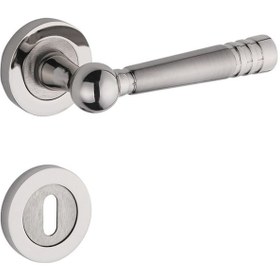 Resim Osmanlı Rozetli Oda Kapı Kolu Nikel Saten Koldoor 5 Takım 