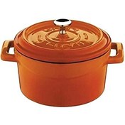 Resim Lava Trendy Yuvarlak Çap 10 CM Turuncu Döküm Demir Mini Tencere 