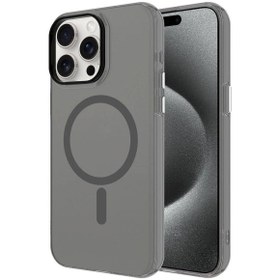 Resim Mobilzone iPhone 15 Pro Max Uyumlu Zore Magsafe Şarj Özellikli Buzlu Transparan C-Pro Sert Kılıf-Koyu Gr 