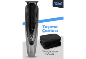 Resim Goldmaster Cool Profesyonel Kablolu Kablosuz Dijital Göstergeli 12IN1 Erkek Bakım Seti Taşıma Çantalı GM-8154 