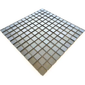 Resim MozaiKristaL Mutfak Tezgah Arası ve Iç Dekorasyon Için Leke Tutmaz Kristal Cam Mozaik. Renk: Mat Füme Ayna. Cam Ölçüleri: 23X23X4 Mm. File Ölçüsü: 30X30 Cm. ( 1 Koli=11 File Karo=1 M2 Fiyatıdır ) 