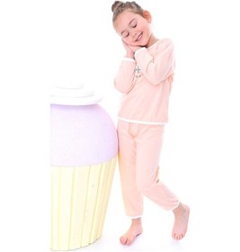 Resim Kız Çocuk %100 Pamuk Desenli Rahat Pijama Takımı-yumuşak Ve Cilt Dostu Somon 