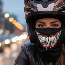 Resim Barinoska Desenli Balaklava Kar Maskesi - Venom Gülüşü Figürlü Motosiklet Kayak Maskesi Esnek Unisex Bandana 