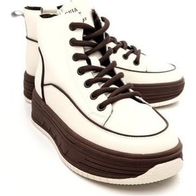 Resim Guja 25k335 Kadın Hakiki Deri Parçalı Kısa Boyunlu Sneaker Bot Bej 