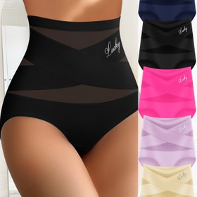 Resim 5 Adet Yüksek Bel Kadın İç Çamaşırı Nefes Alabilir File Çapraz İz Bırakmayan Üçgen İç Çamaşırı 