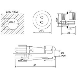 Resim Sd16 3 Pin 16Mm Su Geçirmez Konnektör Takımı - Panel Tipi 
