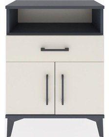 Resim Arges Komodin 2 Raflı Tek Çekmeceli 2 Kapaklı 60x30x80 Antrasit-aytaşı Antrasit 