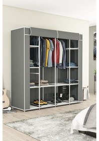 Resim Bez Dolap 12 Raflı Mega Boy Gri Çok Amaçlı Plastik Gardırop Gri 