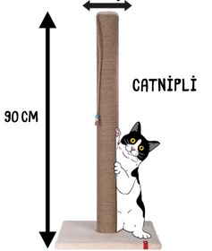 Resim Saule 90cm Catnipli Kalın Borulu Dev Tırmalama Tahtası Krem Minder Yüzey 