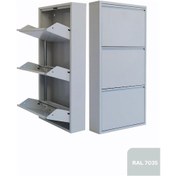 Resim 3'lü Metal Ayakkabılık - Gri 