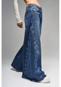 Resim Itsbasic Kadın Koyu Mavi Renk 2w47 Süper Palazzo Fit %100 Koton Jean 