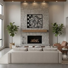 Resim Sezart Satranç Atı ve Desenleri Metal Duvar Tablosu Siyah 41 x 36,5 