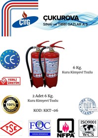 Resim CTG 2 Adet Yangın Söndürme Tüpü/6 Kg Kuru Kimyevi Toz/askı Aparatı/fosfor Levha/ev,ofis,otel,hastane 