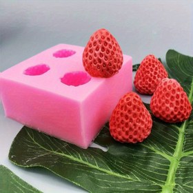 Resim 3D Çilek Şekilli Silikon Kalıp El Kokulu Mum Kalıbı Sabun ve El Sanatları - DIY Kil Kalıp Aracı 