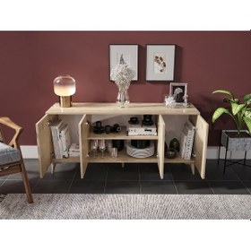 Resim Kznhome Çok Amaçlı Meşe Konsol - Tamamı 1. Kalite Mdf 