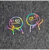 Resim Mavi Yansıtıcı-11.5x10cm-2pcs Araba Çıkartmaları Orta Parmak Alay Komik Jdm Lazer Yansıtıcı Dekorasyon Gövde Cam Tampon 