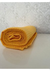 Resim Premium %100 Pamuk Tek Kişilik Yazlık Pike, Yatak Örtüsü, Terletmez Kumaş Sarı Renk 160x240cm Sarı 