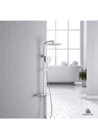 Resim İsaoğlu Yapı Duş Sistemi Ekstra Büyük Tepe Başlık Dokunmatik Sistem Pirinç Yağmurlama Duş Başlığı Gri 