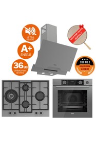 Resim Ferre FryArt&SilentArt-SteamArt OG Sessiz Antrasit Gri Ankastre Set (D065-SA+XE64CPR+ED078-WFA wok) 