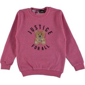 Resim AYICIK PELUŞ NAKIŞLI BASKILI SELANİK KIZ SWEATSHIRT FUŞYA RENK 9Y Fuşya 