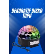 Resim Küre Disko Topu Müzik Çalar Renkli Lazer Işıklı Bluetooth Disko Parti Işığı Kumandalı 