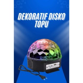 Resim Küre Disko Topu Müzik Çalar Renkli Lazer Işıklı Bluetooth Disko Parti Işığı Kumandalı 