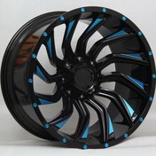 Resim R1 Wheels 22 inç 6*139.7 ET44 Siyah-Mavi Jant Takımı (J-407) 