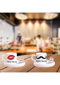 Resim Kişiye Özel 2 Li Kadın - Erkek Temalı Türk Kahvesi Fincanı Ve Altı 