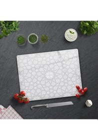 Resim Selçuklu Motifi Desenli Cam Kesme Tahtası 30cm X 40cm 