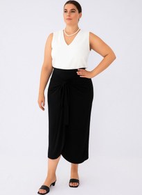 Resim CNG MODA Büyük Beden Sandy Bağlamalı Etek 