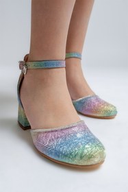 Resim mnpc Kız Çocuk Gökkuşağı Topuklu Tasarım Abiye Ayakkabı 