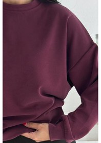 Resim Balenbi Premium Modal Kumaş Bisiklet Yaka Kadın Sweatshirt 1124 Bordo 