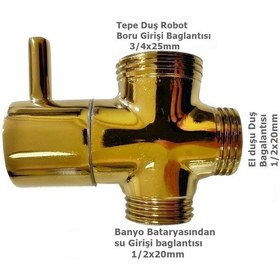 Resim Yapıtaşı Yt203 Altın Gold Banyo Robot Duş Seti Yönlendirici Musluk Altın 