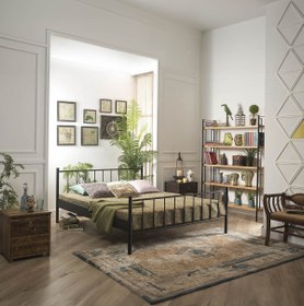 Resim Unimet Falez Çift Kişilik Ferforje Metal Karyola-siyah (AHŞAP LATALI) 