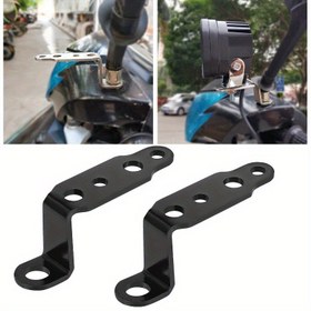 Resim Motosiklet LED Far Braketi, Dikiz Aynası Lambası, Spot Işık Uzatma Tutucu Kelepçe, Motosiklet Scooter Aksesuarları 